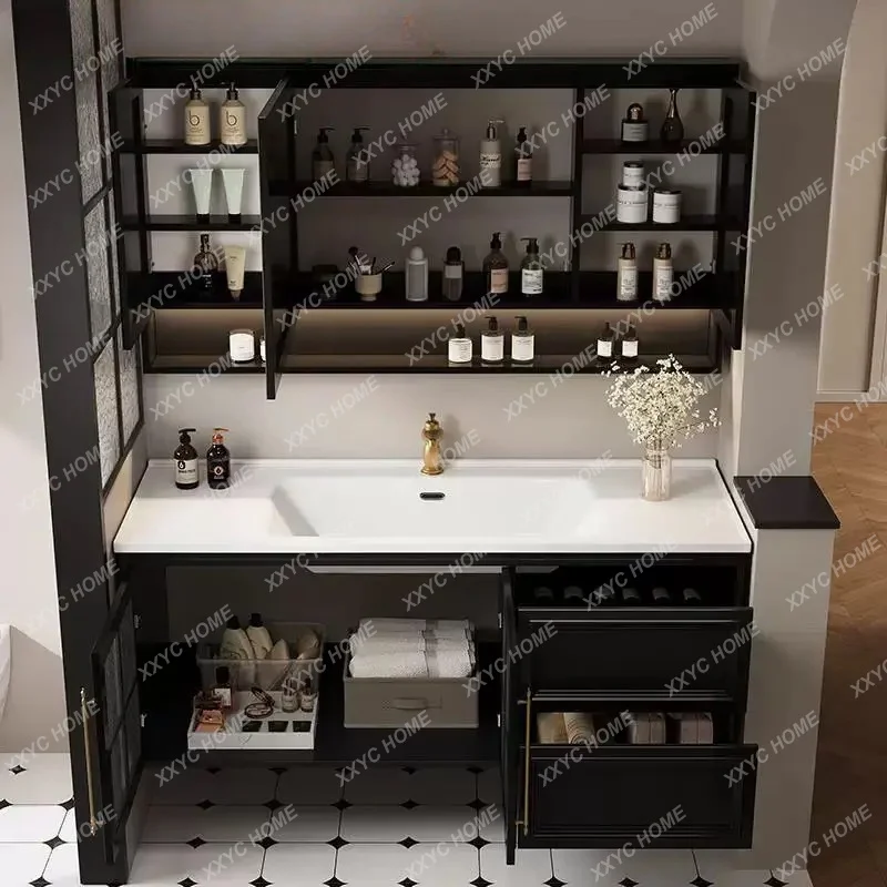 M retro bathroom cabinet combination bathroom ceramic integrated basin solid wood washstand
M retro bathroom cabinet combination bathroom ceramic integrated basin solid wood washstand