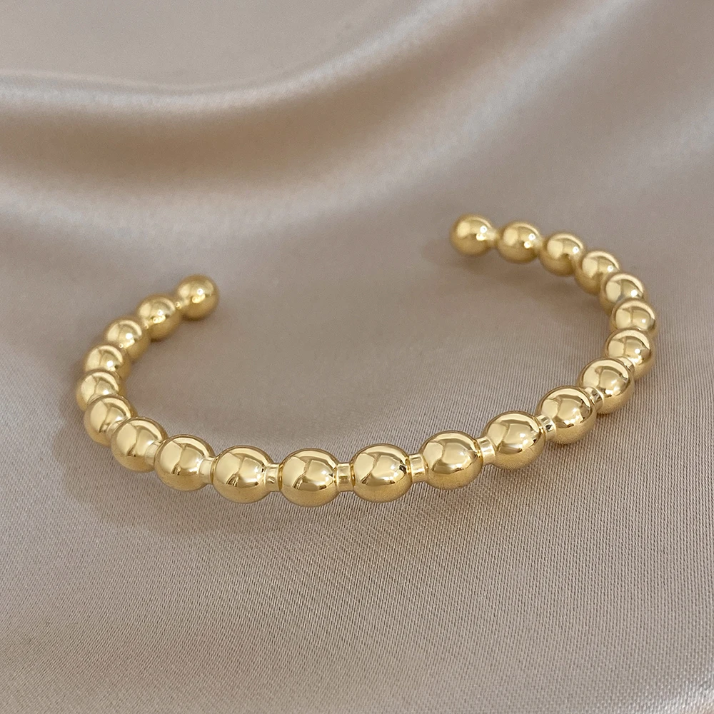 Minimalist Round Bead Splicing Stainless Steel Bracelet for Women Smooth Gold Plated Waterproof Open Bangle Daily Jewelry Gift
Minimalist Round Bead Splicing Stainless Steel Bracelet for Women Smooth Gold Plated Waterproof Open Bangle Daily Jewelry Gift