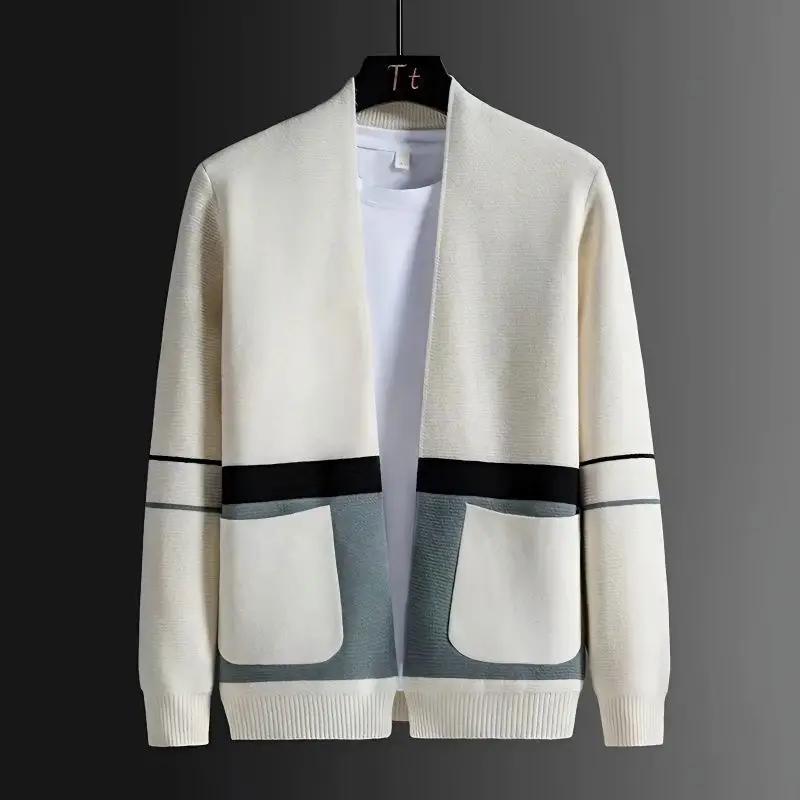 Korean Fashion Spring Autumn New Cardigan Sweaters Coats Men's V-Neck Contrast Color Pockets Loose Long Sleeve Knitted Jackets
Korean Fashion Spring Autumn New Cardigan Sweaters Coats Men's V-Neck Contrast Color Pockets Loose Long Sleeve Knitted Jackets