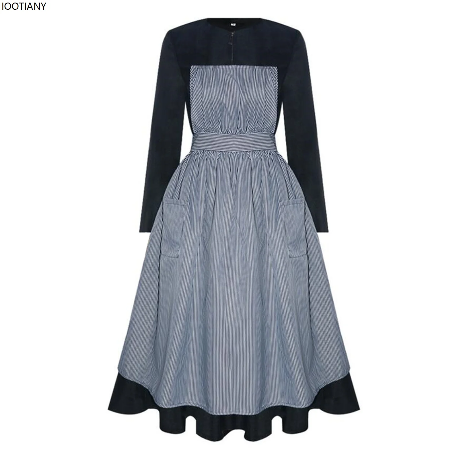 Anime Music Adult Role Playing Dress Costume Vertical Striped Apron Long Sleeve Black Halloween Stage Performance Party Costume
Anime Music Adult Role Playing Dress Costume Vertical Striped Apron Long Sleeve Black Halloween Stage Performance Party Costume