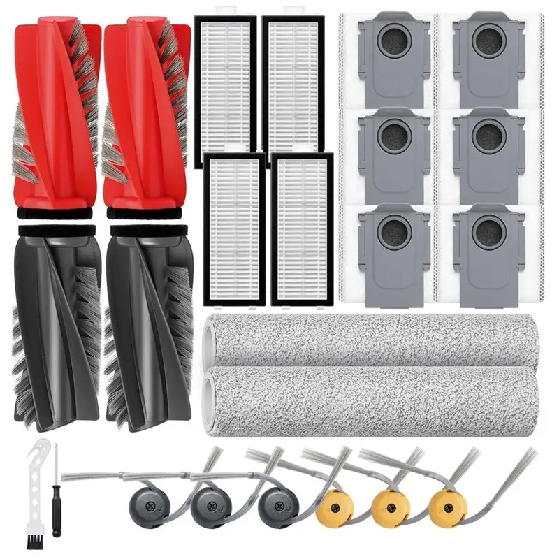 Комплект аксессуаров A21F-24PCS для Roborock Qrevo Curv 2: основные и боковые щетки, фильтры, роликовые насадки, мешки для сбора пыли
Комплект аксессуаров A21F-24PCS для Roborock Qrevo Curv 2: основные и боковые щетки, фильтры, роликовые насадки, мешки для сбора пыли