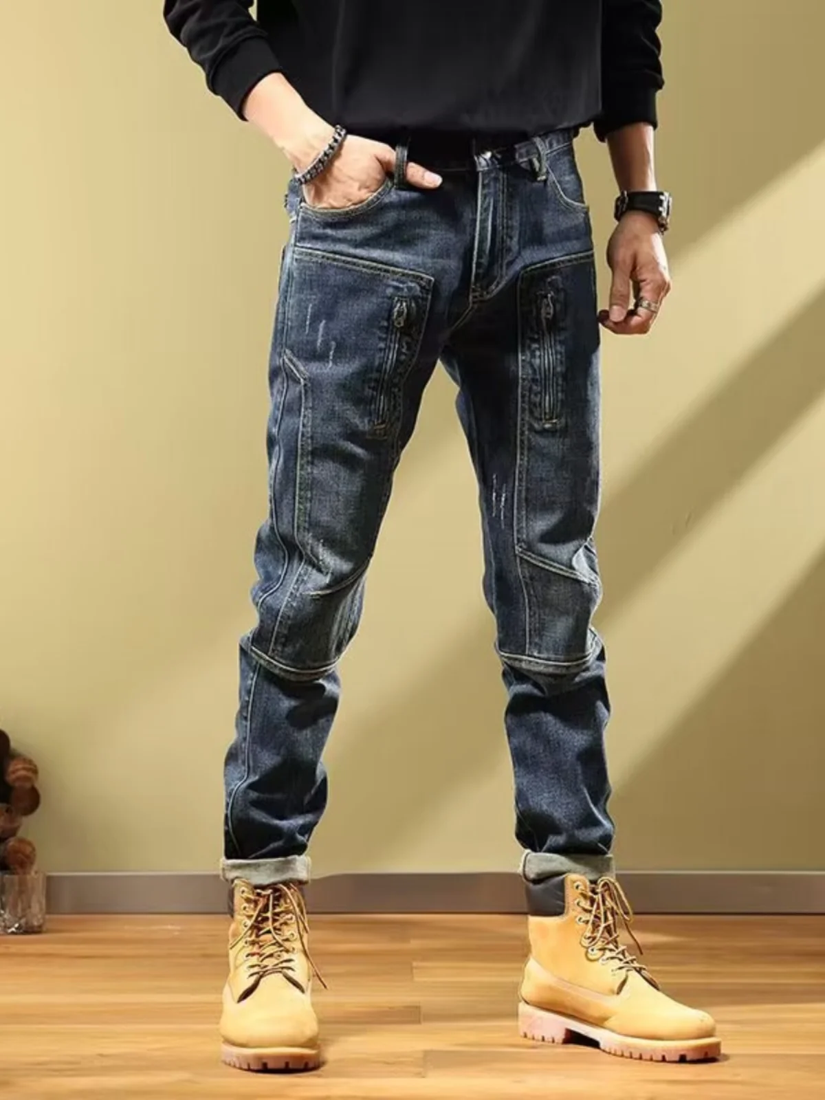 Thiened Casual Men's Jeans Zipper American High End Motorcycle Splicing Elastic Long Pants Autumn Winter New Sle Youth Fa...
Thiened Casual Men's Jeans Zipper American High End Motorcycle Splicing Elastic Long Pants Autumn Winter New Sle Youth Fa...