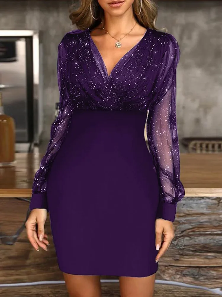 Sexy V-Neck See Through Long Sleeve Dress Women Spring Autumn Party Mini Dresses vestidos cortos
Sexy V-Neck See Through Long Sleeve Dress Women Spring Autumn Party Mini Dresses vestidos cortos