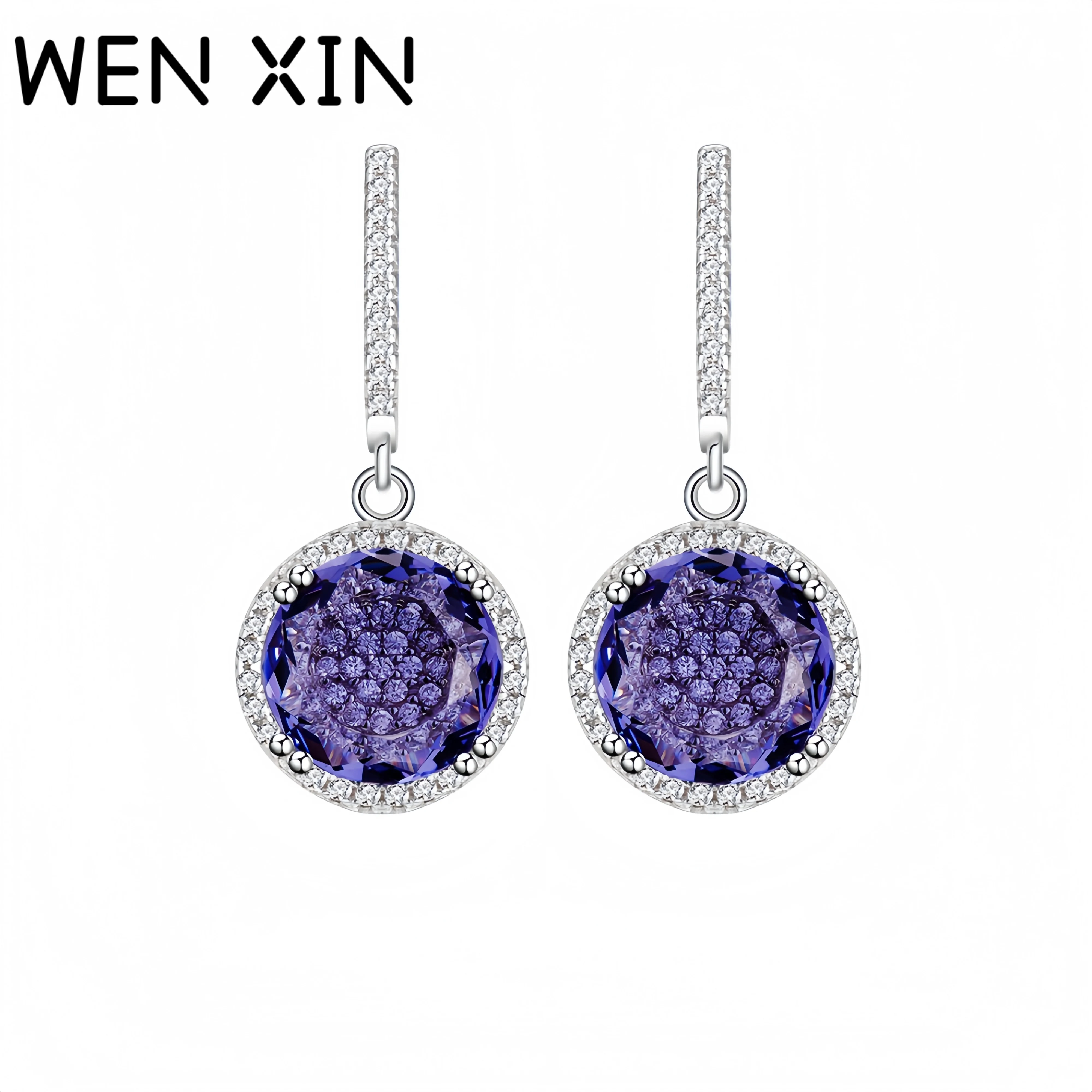 WENXIN Luxury 11mm Round Purple Diamond Earrings Lab Grown High Carbon Diamond 925 Sterling Silver Earrings Fine Jewelry
WENXIN Luxury 11mm Round Purple Diamond Earrings Lab Grown High Carbon Diamond 925 Sterling Silver Earrings Fine Jewelry
