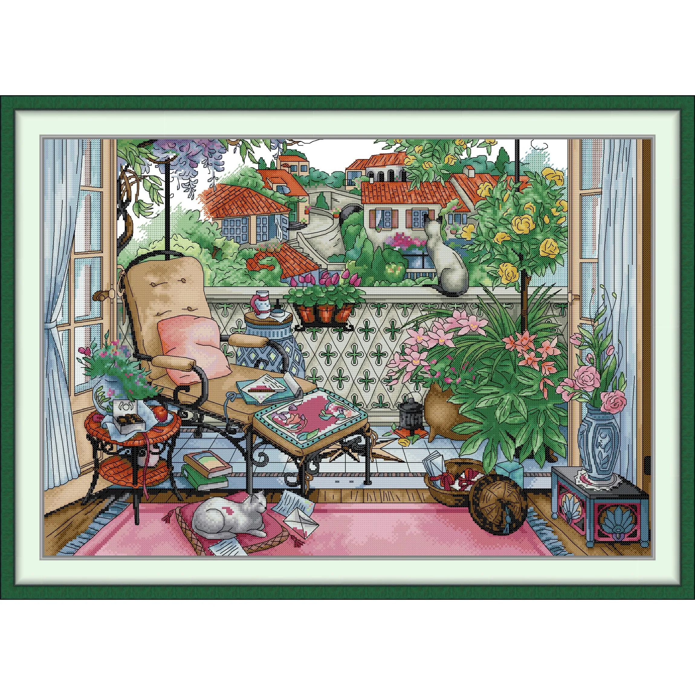 Soulgift News Pre-Printed Cross Stitch Kit, Stamped Aida Fabric with DMC Threads, Embroidery Kit - The Balcony in Spring
Soulgift News Pre-Printed Cross Stitch Kit, Stamped Aida Fabric with DMC Threads, Embroidery Kit - The Balcony in Spring