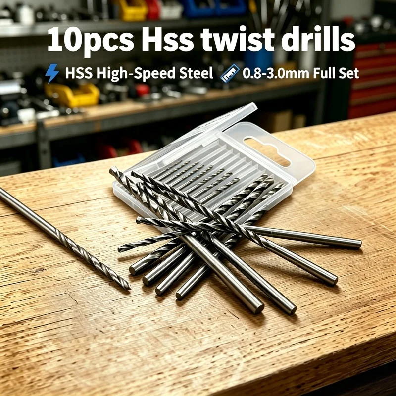 10Pcs Mini HSS Twist Drill Bits Set with Storage Case 0.8-3.0mm Straight Shank Precision Drilling Bits for Metal Wood Jewelry
10Pcs Mini HSS Twist Drill Bits Set with Storage Case 0.8-3.0mm Straight Shank Precision Drilling Bits for Metal Wood Jewelry