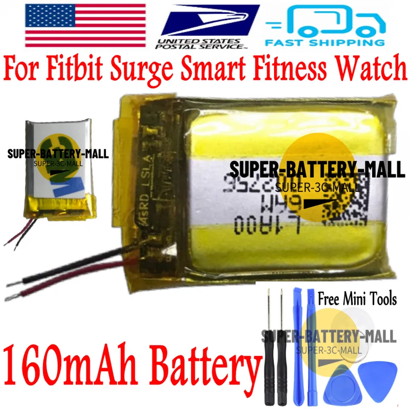 Сменный аккумулятор USPS 3,7 В, 160 мАч, 0,59 Втч для умных фитнес-часов Fitbit Surge
Сменный аккумулятор USPS 3,7 В, 160 мАч, 0,59 Втч для умных фитнес-часов Fitbit Surge