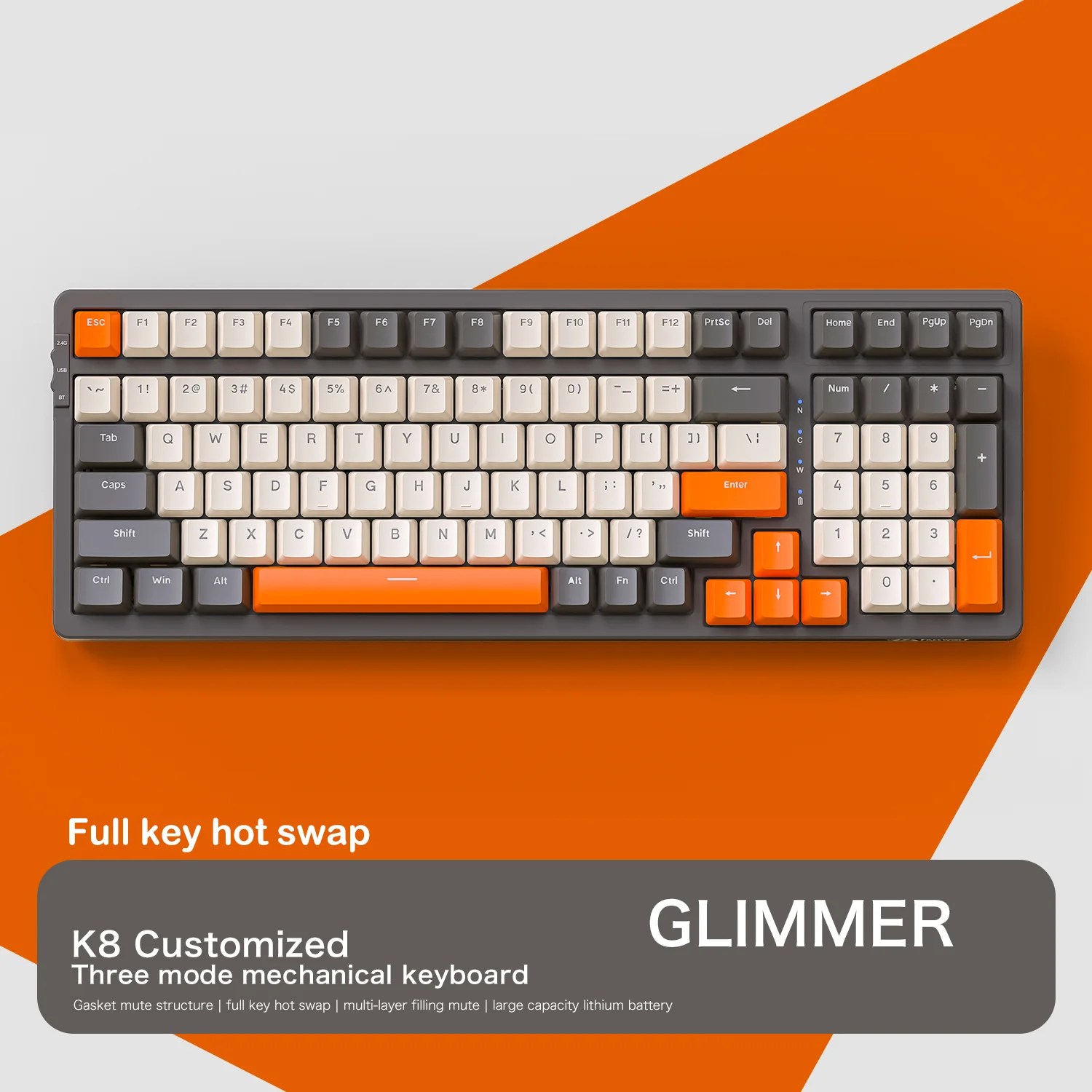K8 100 Key Wireless Mechanical Keyboard Hot Swappable RGB Lighting Gasket Design Bluetooth Tri-mode Blue Red Switch for Gamer
K8 100 Key Wireless Mechanical Keyboard Hot Swappable RGB Lighting Gasket Design Bluetooth Tri-mode Blue Red Switch for Gamer