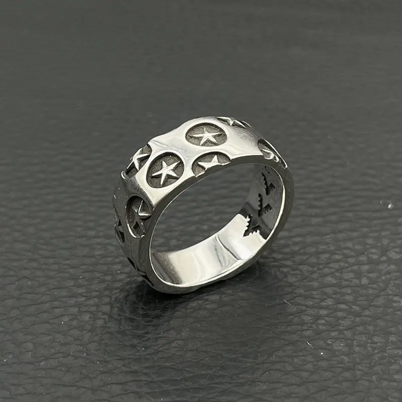 S925 sterling silver retro full star ring men's and women's trendy brand five-pointed star men's domineering
S925 sterling silver retro full star ring men's and women's trendy brand five-pointed star men's domineering