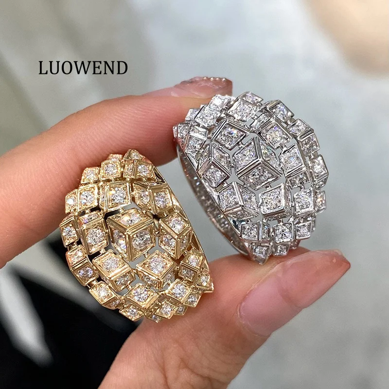 LUOWEND 100% 18K White/Yellow Gold Rings Luxury Fashion Design Real Natural Diamond Engagement Ring for Women High Party Jewelry
LUOWEND 100% 18K White/Yellow Gold Rings Luxury Fashion Design Real Natural Diamond Engagement Ring for Women High Party Jewelry