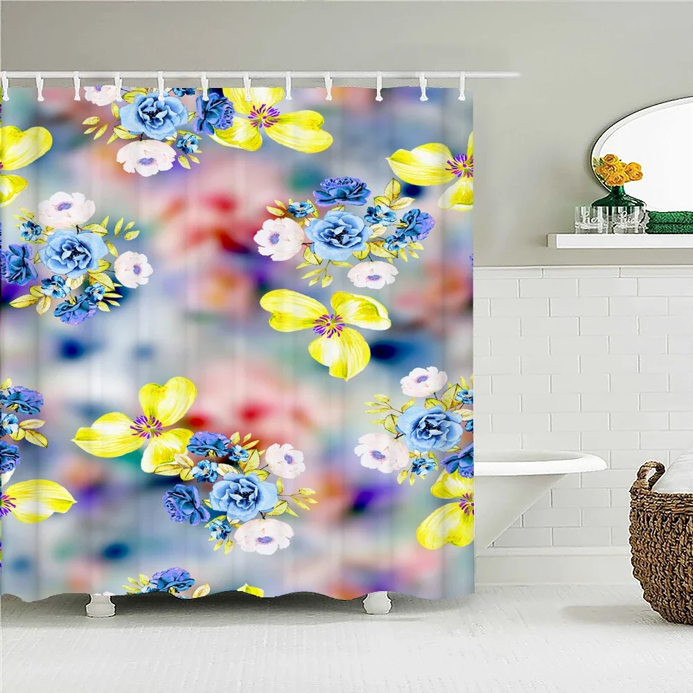 Colorful Beautiful Flowers Bath Curtain Waterproof Fabric Shower Curtains Floral Rose Printing Bathroom Screen Decor with Hooks
Colorful Beautiful Flowers Bath Curtain Waterproof Fabric Shower Curtains Floral Rose Printing Bathroom Screen Decor with Hooks