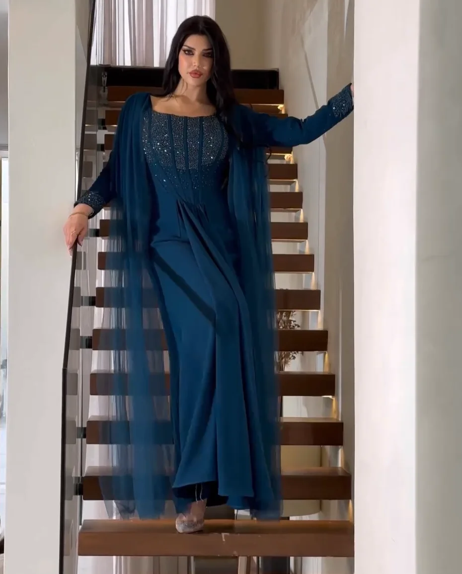 Turquoise Beaded Mermaid Satin Prom Dresses Long for Arabic Women 2025 Long Sleeve Draped Formal Evening Party Gowns Customized
Turquoise Beaded Mermaid Satin Prom Dresses Long for Arabic Women 2025 Long Sleeve Draped Formal Evening Party Gowns Customized