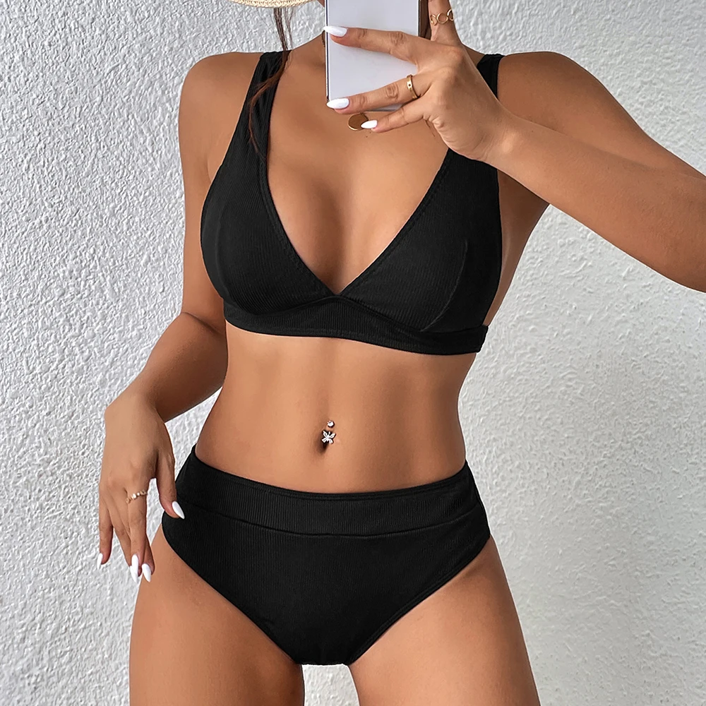 Summer new style small pit strip pure color bikini two-piece set sexy beach vacation women's swimsuit
Summer new style small pit strip pure color bikini two-piece set sexy beach vacation women's swimsuit