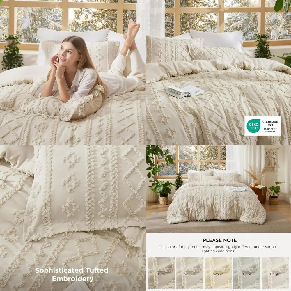 Комплект постельного белья Boho Queen - бежевый, в стиле фермерского дома, 3 предмета, с вышивкой, мягкий жаккард, для всех сезонов
Комплект постельного белья Boho Queen - бежевый, в стиле фермерского дома, 3 предмета, с вышивкой, мягкий жаккард, для всех сезонов