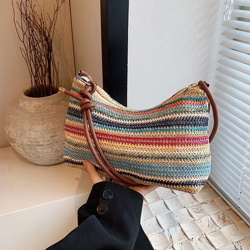 2026 Women's Striped Woven Straw Tote Bag Lightweight Large Capacity with Detachable Coin Purse & Zip Closure for Beach Vacation
2026 Women's Striped Woven Straw Tote Bag Lightweight Large Capacity with Detachable Coin Purse & Zip Closure for Beach Vacation