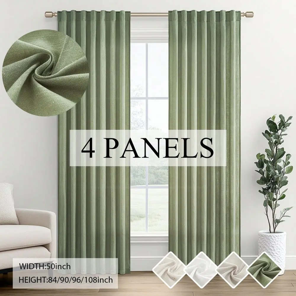 4 Panels Natural Linen Blended Curtains Rod Pocket Back Tab Clip Rings Curtain Semi Transparent Privacy Rural Bohemian Farmhous
4 Panels Natural Linen Blended Curtains Rod Pocket Back Tab Clip Rings Curtain Semi Transparent Privacy Rural Bohemian Farmhous