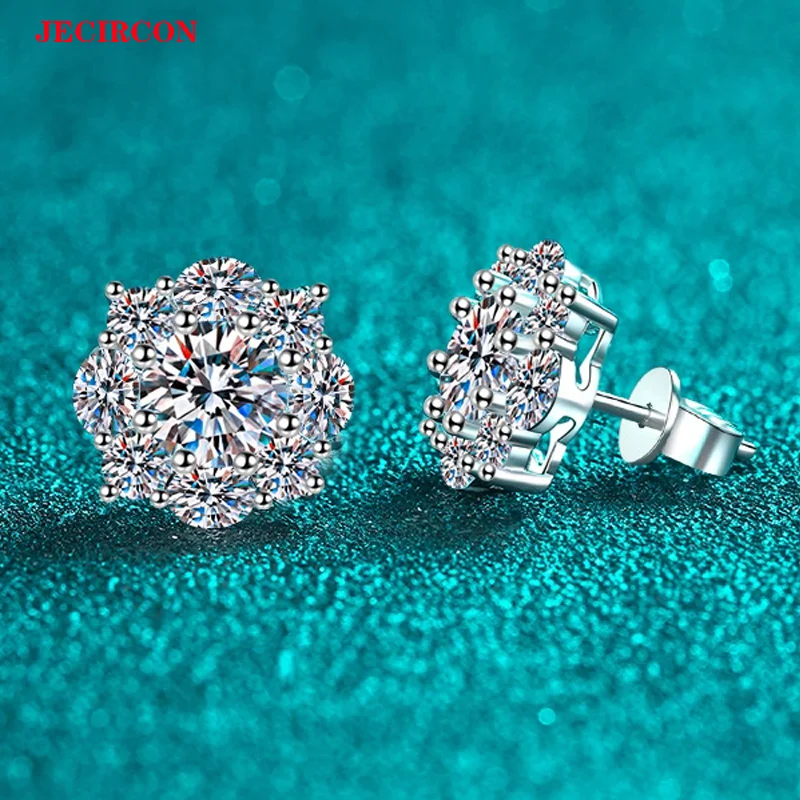 Серьги-гвоздики JECIRCON 1CT из стерлингового серебра S925 с муассанитом, блестящий дизайн бутона цветка, свежие, милые, изысканные универсальные ювелирные изделия 
Серьги-гвоздики JECIRCON 1CT из стерлингового серебра S925 с муассанитом, блестящий дизайн бутона цветка, свежие, милые, изысканные универсальные ювелирные изделия