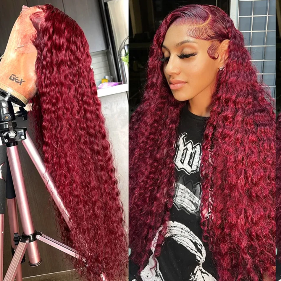 Water Wave Wig Burgundy Lace Front Wig 13x6 HD Transparent Lace Frontal Wig 100%Human Hair Pre Plucked 99j Red Colored Wig Curly
Water Wave Wig Burgundy Lace Front Wig 13x6 HD Transparent Lace Frontal Wig 100%Human Hair Pre Plucked 99j Red Colored Wig Curly