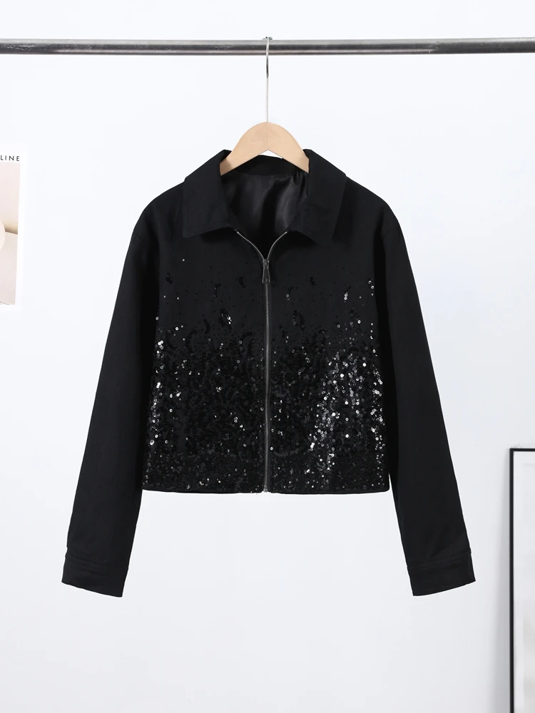 Винтажная короткая куртка с пайетками для женщин и мужчин, повседневная свободная куртка с отложным воротником на молнии, парная модель, весна 2026, универсальная стильная уличная верхняя одежда
Винтажная короткая куртка с пайетками для женщин и мужчин, повседневная свободная куртка с отложным воротником на молнии, парная модель, весна 2026, универсальная стильная уличная верхняя одежда