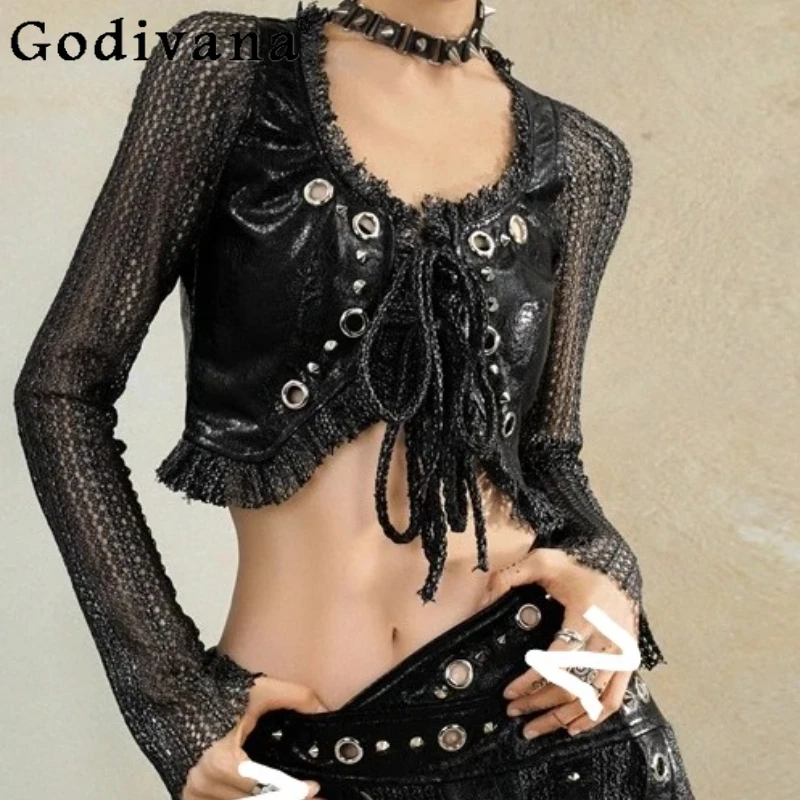 Chic Punk Sexy Long Sleeve Short Neck Lace-up Coat Women Spring and Autumn Round Fashionable Versatile Hollow Slim Street Coats
Chic Punk Sexy Long Sleeve Short Neck Lace-up Coat Women Spring and Autumn Round Fashionable Versatile Hollow Slim Street Coats