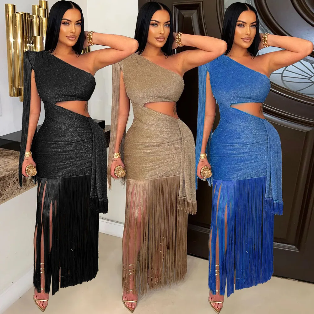2025 Fashion New Asymmetrical One Shoulder Long Fringe Dress Womens Elegant Evening Party Maxi Gown Evening Party Wear
2025 Fashion New Asymmetrical One Shoulder Long Fringe Dress Womens Elegant Evening Party Maxi Gown Evening Party Wear