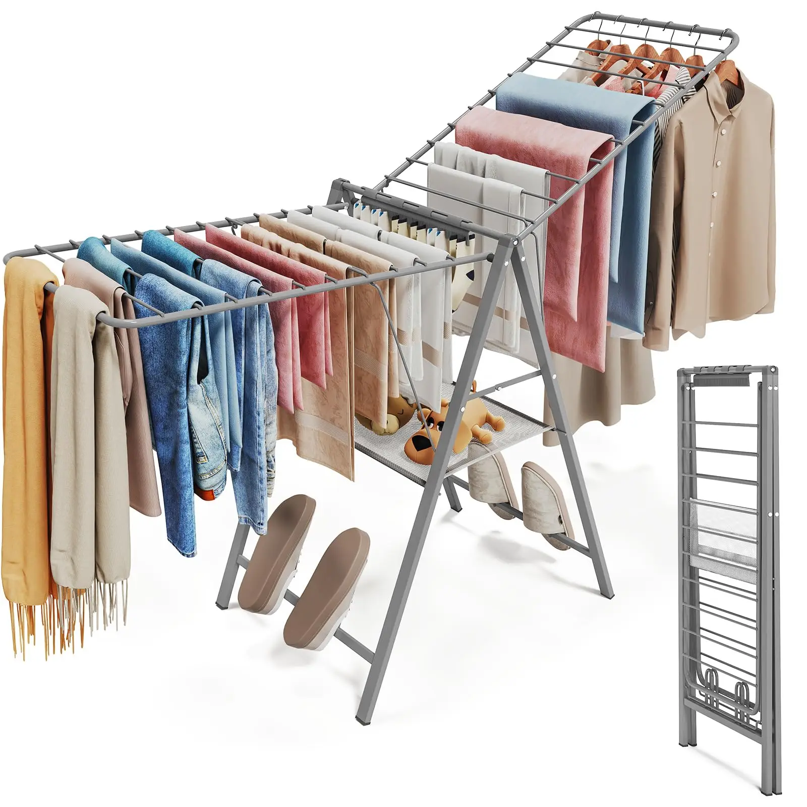 Foldable Metal Laundry Drying Rack Collapsible Portable Clothes Airer For Indoor Outdoor Use Height Adjustable Grey
Foldable Metal Laundry Drying Rack Collapsible Portable Clothes Airer For Indoor Outdoor Use Height Adjustable Grey