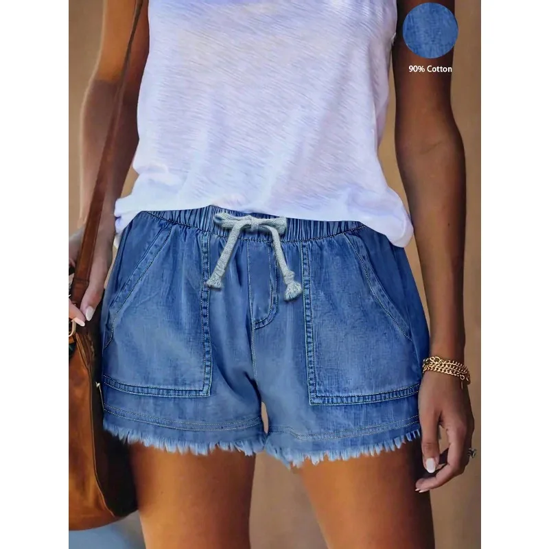 2026 Women's Vacation Casual Elastic Waist Frayed Denim Shorts Summer
2026 Women's Vacation Casual Elastic Waist Frayed Denim Shorts Summer