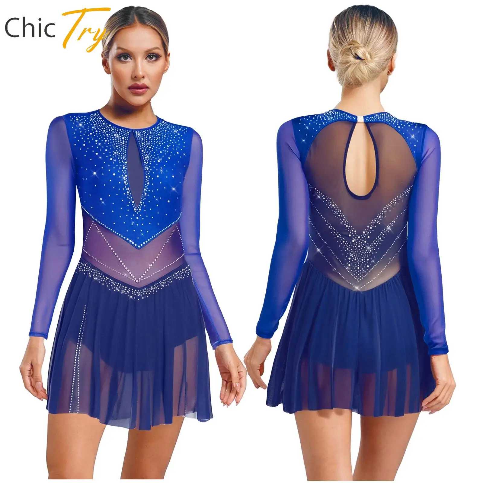 Womens Figure Skating Dance Dresses Ballet Lyrical Latin Dance Performance Gymnastics Costume Long Sleeve Rhinestones Mesh Dress
Womens Figure Skating Dance Dresses Ballet Lyrical Latin Dance Performance Gymnastics Costume Long Sleeve Rhinestones Mesh Dress