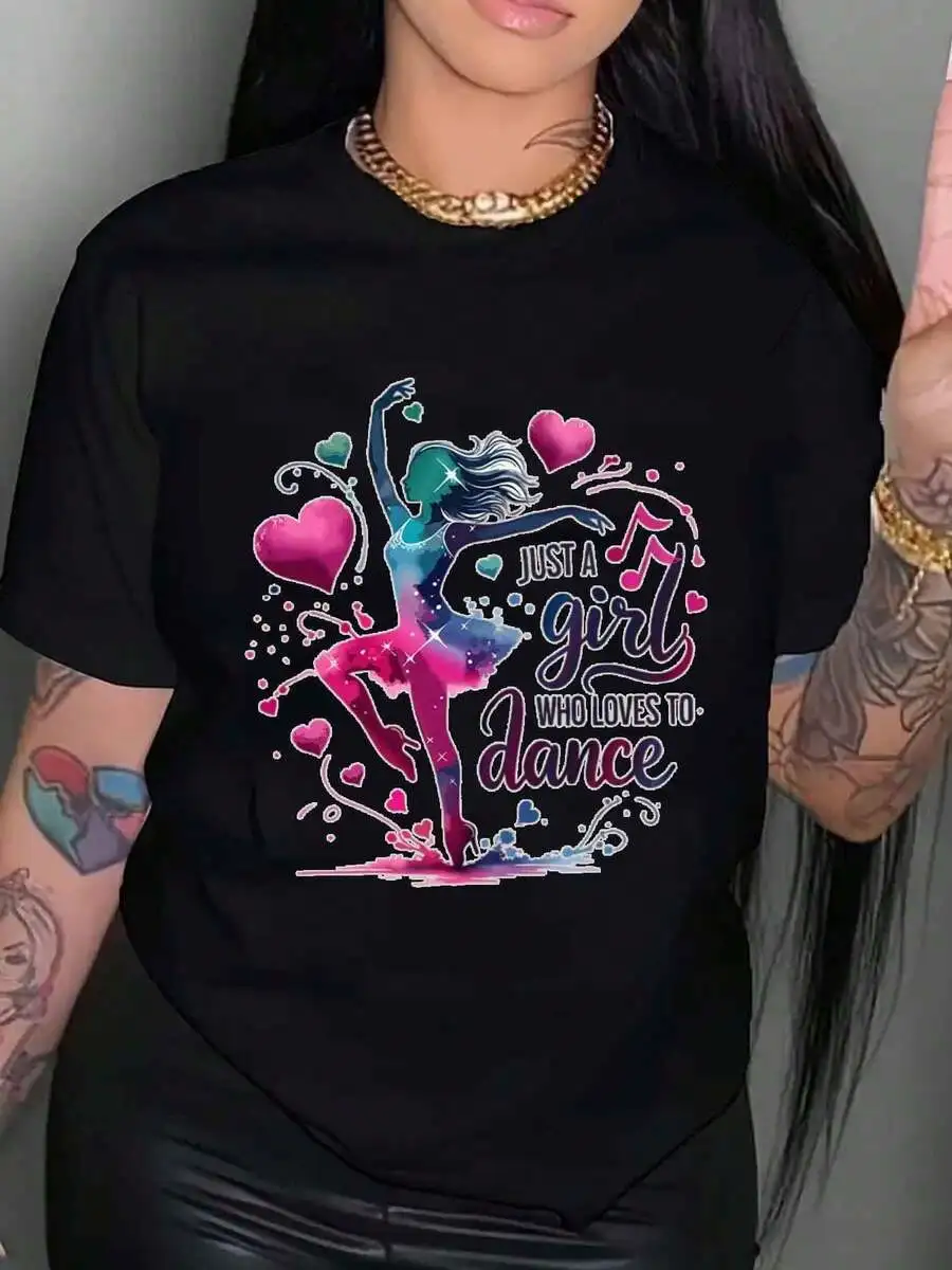Womens Cotton T-Shirt With Dance Graphic Print Round Neck Short Sleeve Casual Top
Womens Cotton T-Shirt With Dance Graphic Print Round Neck Short Sleeve Casual Top