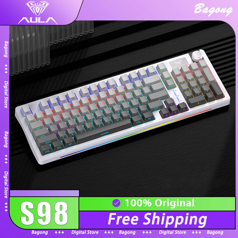 AULA S98 Mechanical Keyboard Multifunctional Knob Three Mode RGB Wireless Gaming Keyboard Hot Swap Gasket Pc Gamer Win Office
AULA S98 Mechanical Keyboard Multifunctional Knob Three Mode RGB Wireless Gaming Keyboard Hot Swap Gasket Pc Gamer Win Office