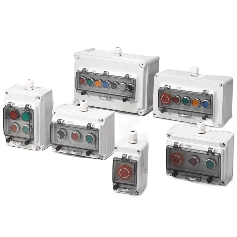 AC220V Outdoor Waterproof Button Control Switch Box Emergency Stop Start Indication Lamp Self Recovery Switch Junction Box
AC220V Outdoor Waterproof Button Control Switch Box Emergency Stop Start Indication Lamp Self Recovery Switch Junction Box