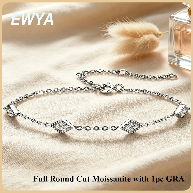 EWYA Rhombus Shape Full VVS1 Moissanite Link Bracelet for Women Girls s925 Silver All Lab Diamond Dainty Party Chain Bracelets
EWYA Rhombus Shape Full VVS1 Moissanite Link Bracelet for Women Girls s925 Silver All Lab Diamond Dainty Party Chain Bracelets