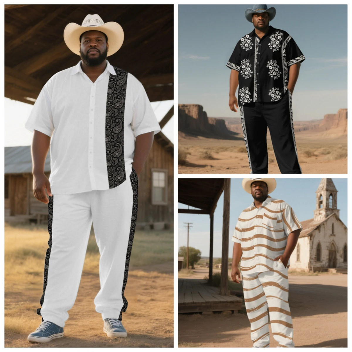S-9XL Men's Western Cowboy Paisley & Skull Print Shirt & Pants Set Multi-Design Casual 2-Piece Summer Outfit
S-9XL Men's Western Cowboy Paisley & Skull Print Shirt & Pants Set Multi-Design Casual 2-Piece Summer Outfit