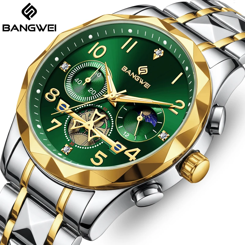 BANGWEI Fashion Men Watch New Original Luxury Green Diamond Dial Watch Men Waterproof Luminous Quartz Wristwatches for Men
BANGWEI Fashion Men Watch New Original Luxury Green Diamond Dial Watch Men Waterproof Luminous Quartz Wristwatches for Men