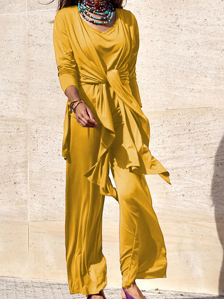 Women High Elastic Waist Wide Leg Pants 3PCS Matching Set Spring Autumn Vest V-Neck Cardigan Top Solid Ladies Outfit Streetwear
Women High Elastic Waist Wide Leg Pants 3PCS Matching Set Spring Autumn Vest V-Neck Cardigan Top Solid Ladies Outfit Streetwear
