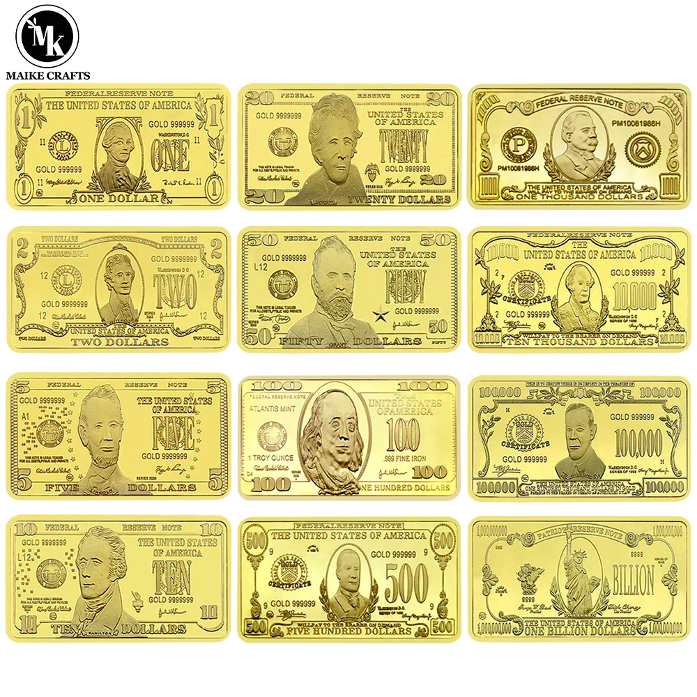 US Dollar Gold Bars Commemorative Coins Gold Plated Metal Challenge Coin Collection Gift
US Dollar Gold Bars Commemorative Coins Gold Plated Metal Challenge Coin Collection Gift