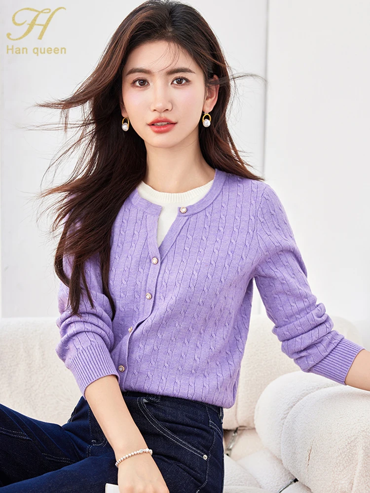H Han Queen 2022, осенне-зимний корейский однобортный кардиган, свитер для женщин, модный трикотаж с цветными блоками, женская одежда
H Han Queen 2022, осенне-зимний корейский однобортный кардиган, свитер для женщин, модный трикотаж с цветными блоками, женская одежда