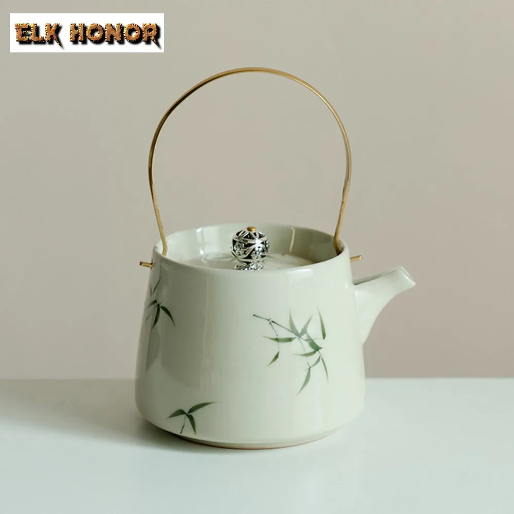 195ML Creative Hand-painted Green Bamboo Teapot Retro Lifting Handle Pot Tea Brewing Kettle Chinese Tea Set Ornaments
195ML Creative Hand-painted Green Bamboo Teapot Retro Lifting Handle Pot Tea Brewing Kettle Chinese Tea Set Ornaments