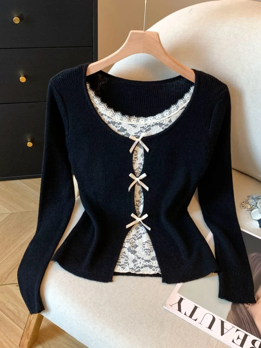 Ele Lace Splice Knot Long Sve Трикотажный топ Женская осенняя мода Уникальная специальная футболка Верхняя часть тела Мягкий крой
Ele Lace Splice Knot Long Sve Трикотажный топ Женская осенняя мода Уникальная специальная футболка Верхняя часть тела Мягкий крой