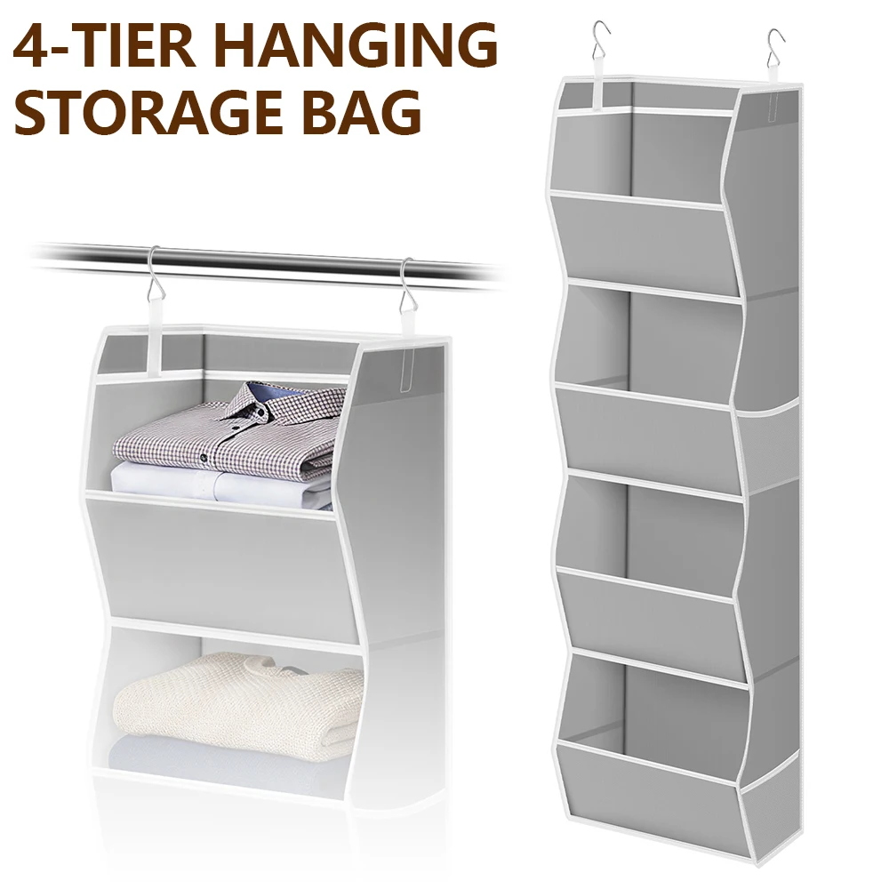 4-Tier Wardrobe Hanging Storage Bag Collapsible Clothes Clothes Organizer with Side Mesh Pocket Sundries Storage Shelf for Toys
4-Tier Wardrobe Hanging Storage Bag Collapsible Clothes Clothes Organizer with Side Mesh Pocket Sundries Storage Shelf for Toys