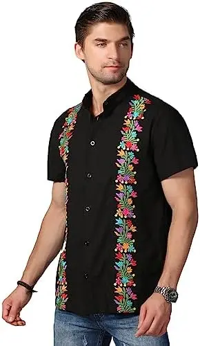 Men's Tropical Floral Print Short Sleeve Guayabera Shirt - Lightweight, Breathable Summer with Vibrant Colorful DesigSummer
Men's Tropical Floral Print Short Sleeve Guayabera Shirt - Lightweight, Breathable Summer with Vibrant Colorful DesigSummer