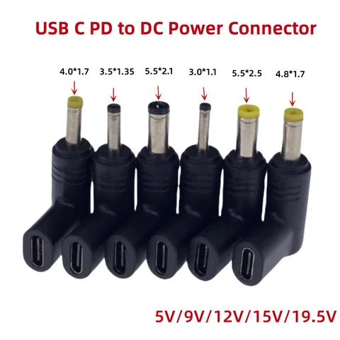 USB C PD a DC Connettore di Alimentazione Universale 5V 9V 12V 15V 19V TypeC a DC Jack Spina Adattatore di Carica Convertitore per Router Tablet ventola