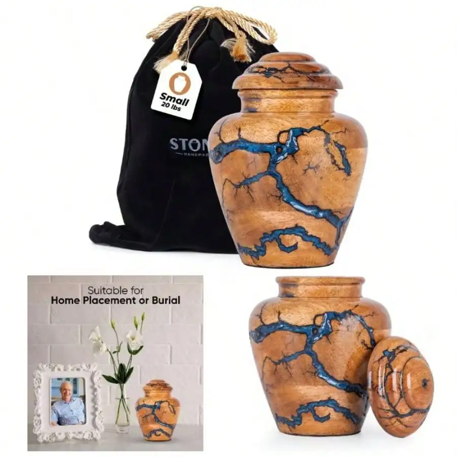 Wooden Cremation Urns Human Ashes Adult Male 20 Cubic Inches - Memorial Urns Women Men - Blue Urn Ashes Adult Male - Decorative Urns - Burial And Funeral Urn - Blue, Small 20lbs
Wooden Cremation Urns Human Ashes Adult Male 20 Cubic Inches - Memorial Urns Women Men - Blue Urn Ashes Adult Male - Decorative Urns - Burial And Funeral Urn - Blue, Small 20lbs