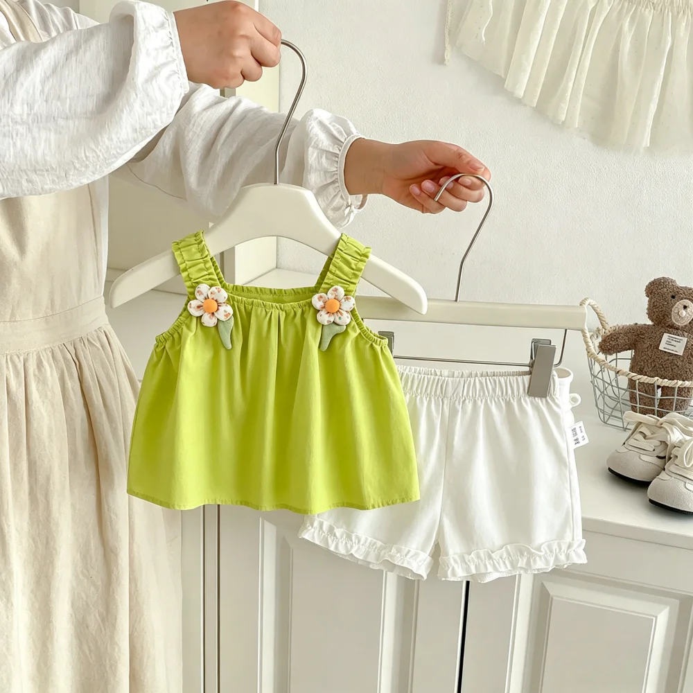 2pc/Set Girls' Baby Set Summer Flower Cotton Camisole Top And Shorts Girls' Clothing Cute Beach Baby Set Baby Girl Clothing
2pc/Set Girls' Baby Set Summer Flower Cotton Camisole Top And Shorts Girls' Clothing Cute Beach Baby Set Baby Girl Clothing