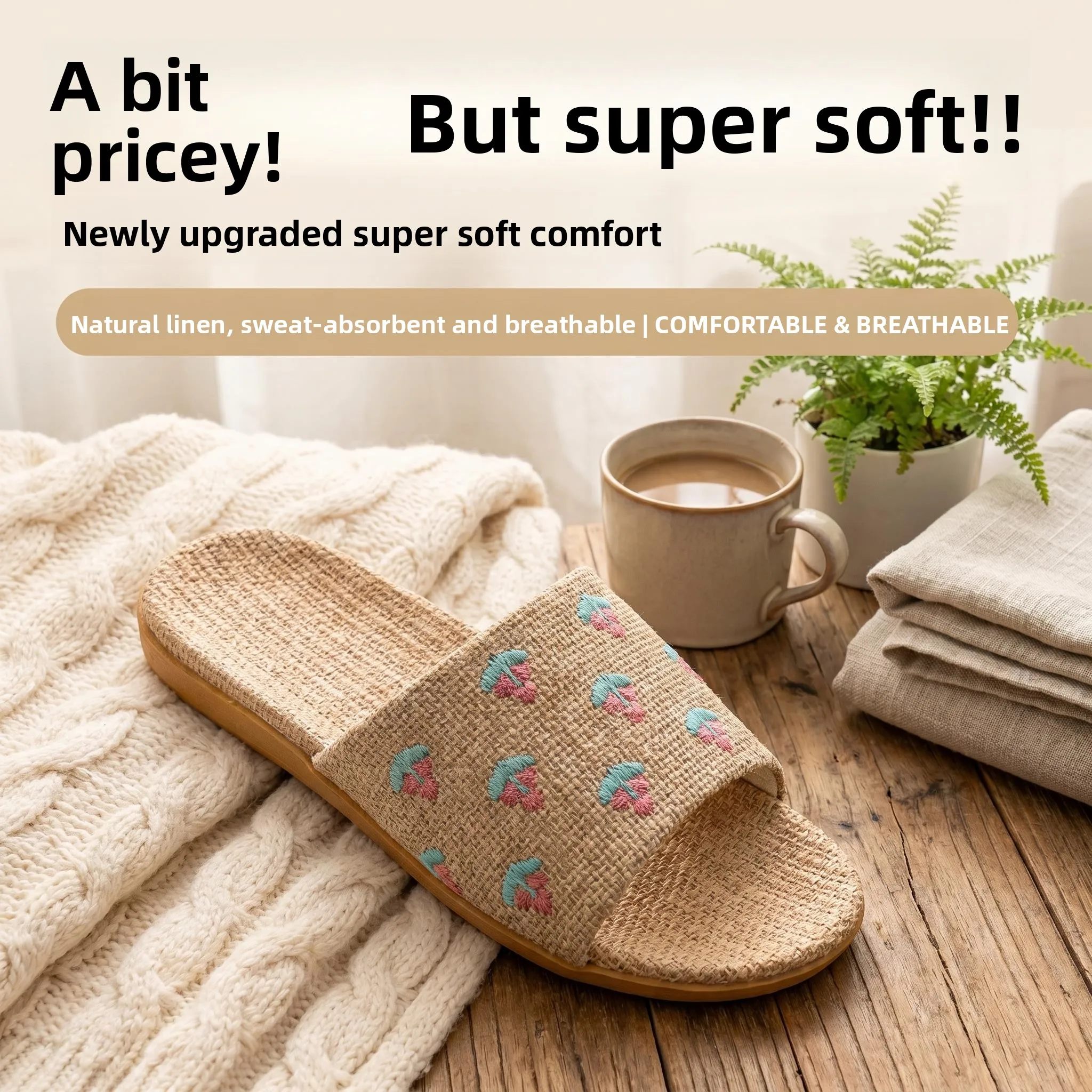 Linen Home Slippers Indoor Thick Bottom Cotton Linen Slippers All Season Non-Slip Lightweight Breathable T-Strap Slip-On Shoes
Linen Home Slippers Indoor Thick Bottom Cotton Linen Slippers All Season Non-Slip Lightweight Breathable T-Strap Slip-On Shoes