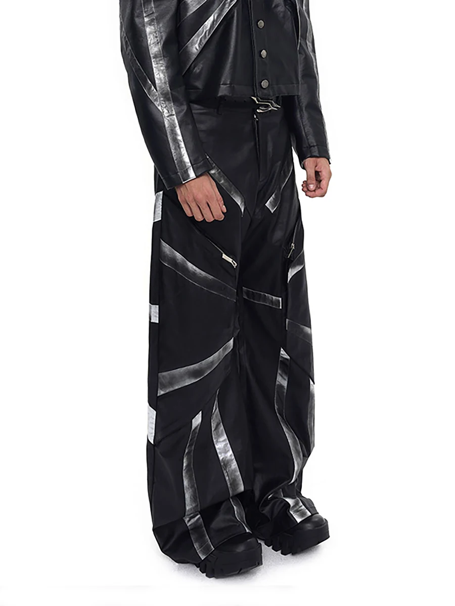 Mauroicardi Весна Осень Крутой красавец Длинные Цвета Блок Пу Кожа Брюки Мужчины с высокой талией Роскошная дизайнерская одежда Брюки Подиум Мода 2025 
Mauroicardi Весна Осень Крутой красавец Длинные Цвета Блок Пу Кожа Брюки Мужчины с высокой талией Роскошная дизайнерская одежда Брюки Подиум Мода 2025