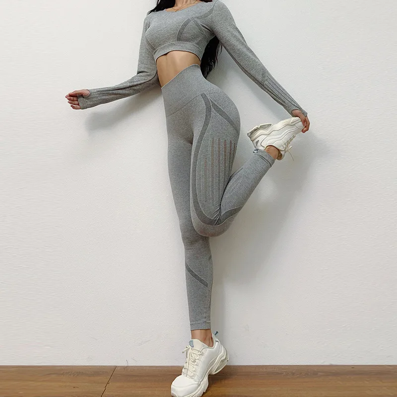 Women's Yoga Sports Suit Set Long Sleeved Clothing Top High Waist Tight Fitting Breathable Pants Fitness Gym Sportswear
Women's Yoga Sports Suit Set Long Sleeved Clothing Top High Waist Tight Fitting Breathable Pants Fitness Gym Sportswear
