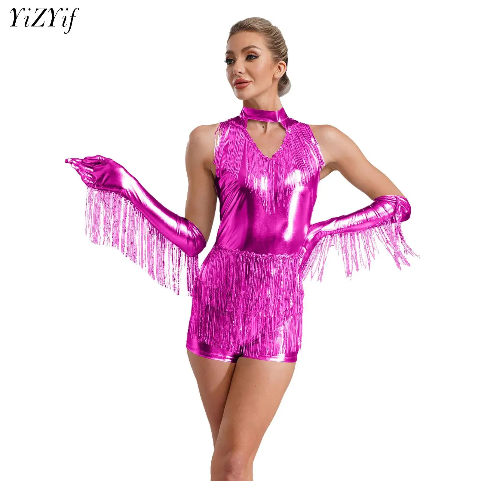 Womens Fringed Dance Unitard Sparkle Sequin Tassel Bodysuit for Figure Skating Tango Samba Latin Jazz Halloween Party Clubwear
Womens Fringed Dance Unitard Sparkle Sequin Tassel Bodysuit for Figure Skating Tango Samba Latin Jazz Halloween Party Clubwear