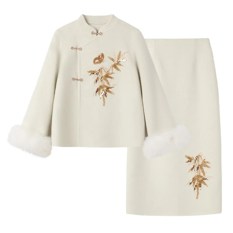 Winter High-end Chinese Style Button Embroidery Design Jacket Top + Skirt Suit for Women Suitable for Dating Travel Parties
Winter High-end Chinese Style Button Embroidery Design Jacket Top + Skirt Suit for Women Suitable for Dating Travel Parties