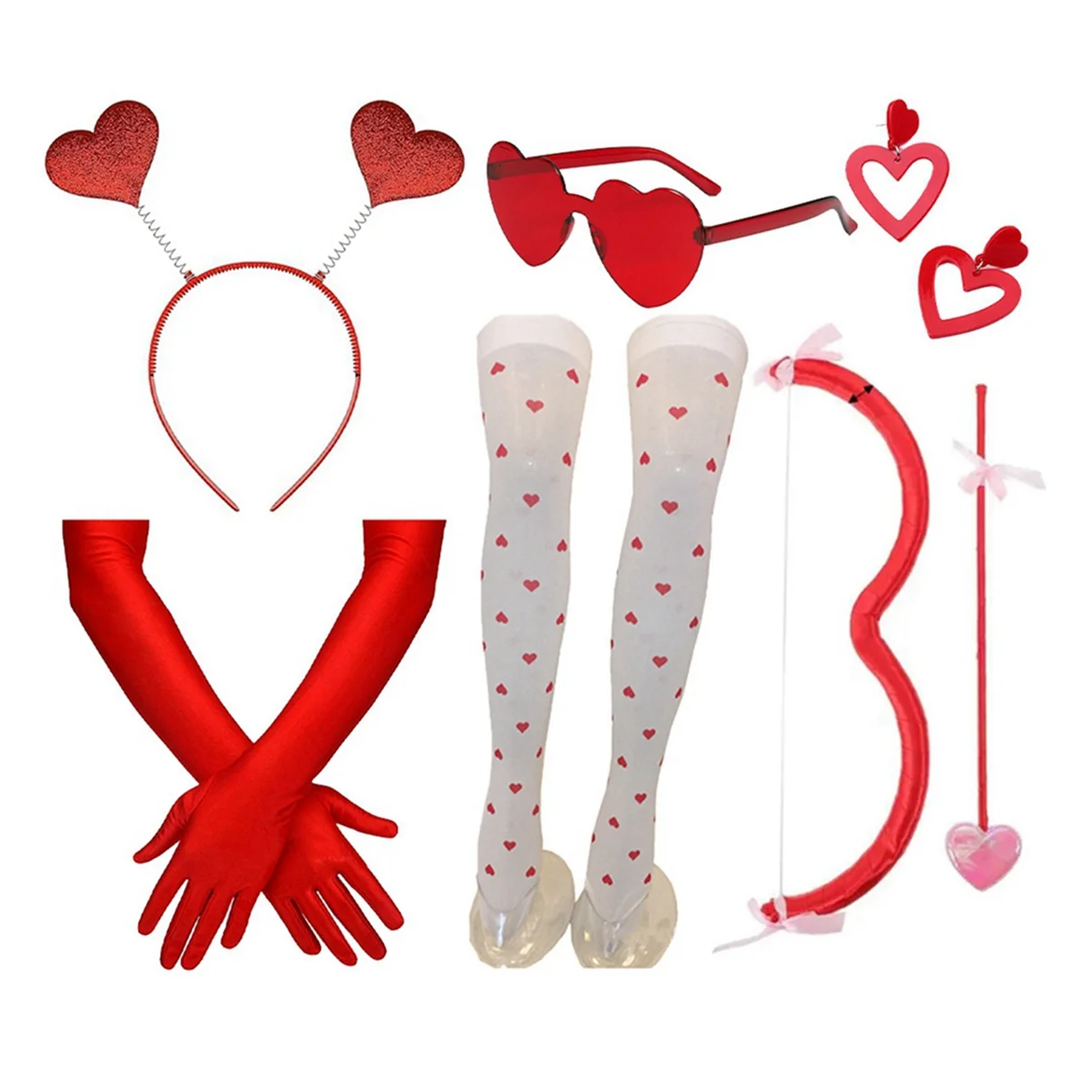 Trending Costume Women Kit with Bow&, Earrings , Gloves,Heart Headband, Sunglasses, and Stockings B
Trending Costume Women Kit with Bow&, Earrings , Gloves,Heart Headband, Sunglasses, and Stockings B